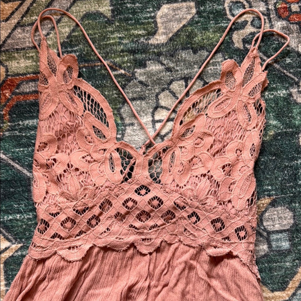 Free People Pink Lace Maxi Dress
